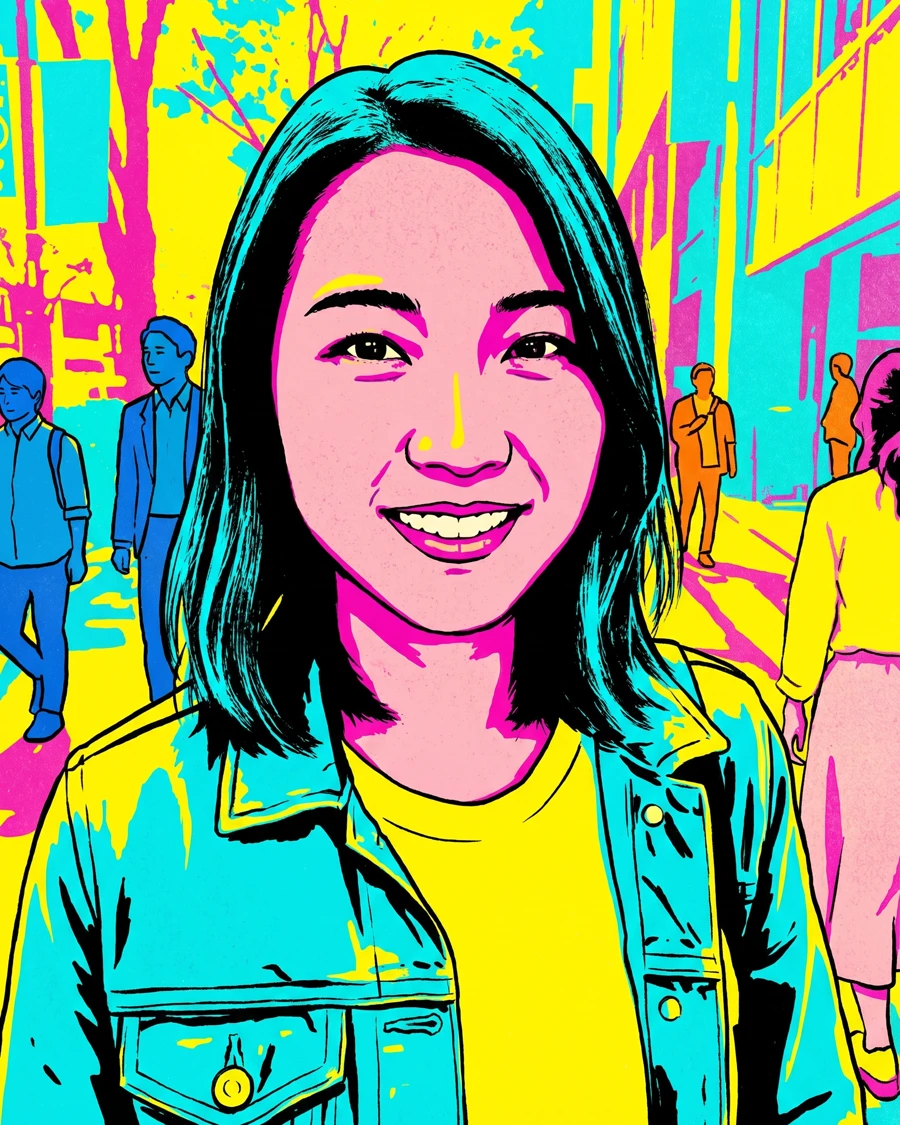 The same photo after the Pop Art filter